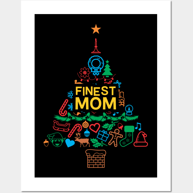 Finest Mom Gift - Xmas Tree 2 - Christmas Wall Art by Vector-Artist